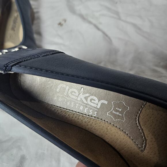 Rieker Womens Shoes Dark Blue Leather Flat Size 37 US 6 - Picture 6 of 8